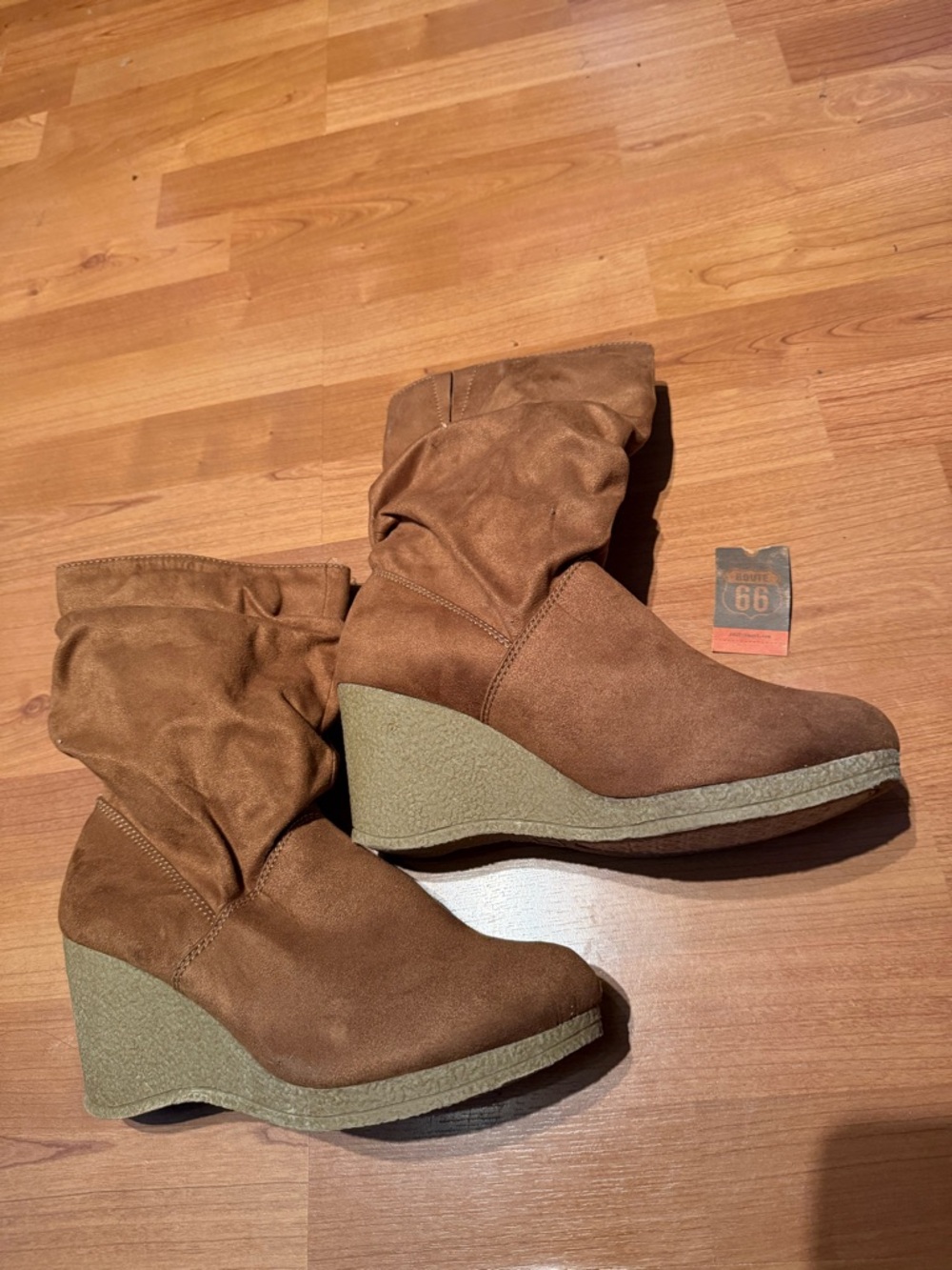 Route 66 Women's Tan Wedge Ankle Boots